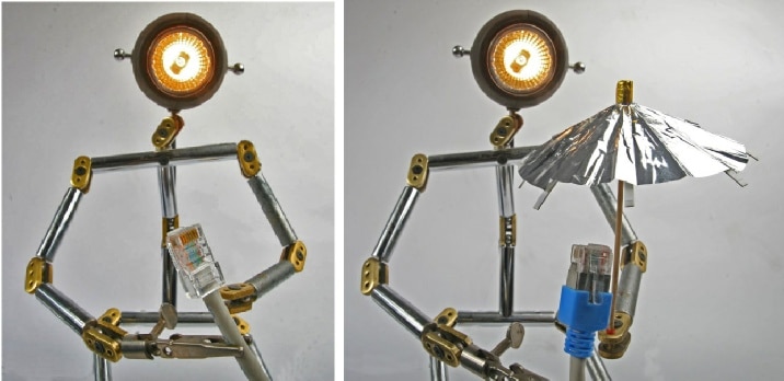 Lichtlein mit Geschrimtes und ungeschirmtes Kabel