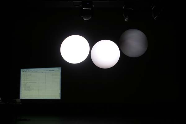 Vier gedimmte Lichtkegel